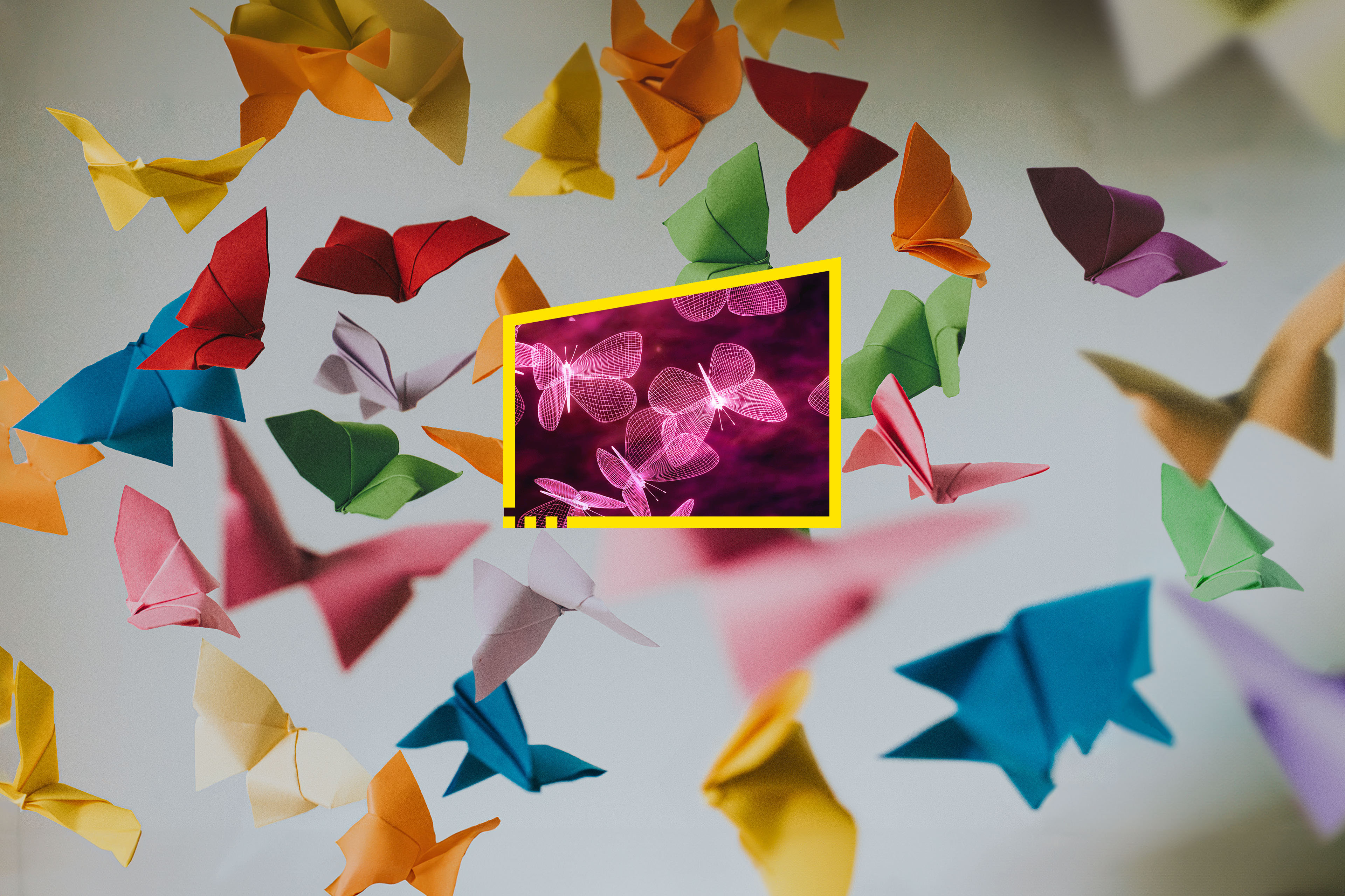Reformule seu futuro borboletas digitais de origami