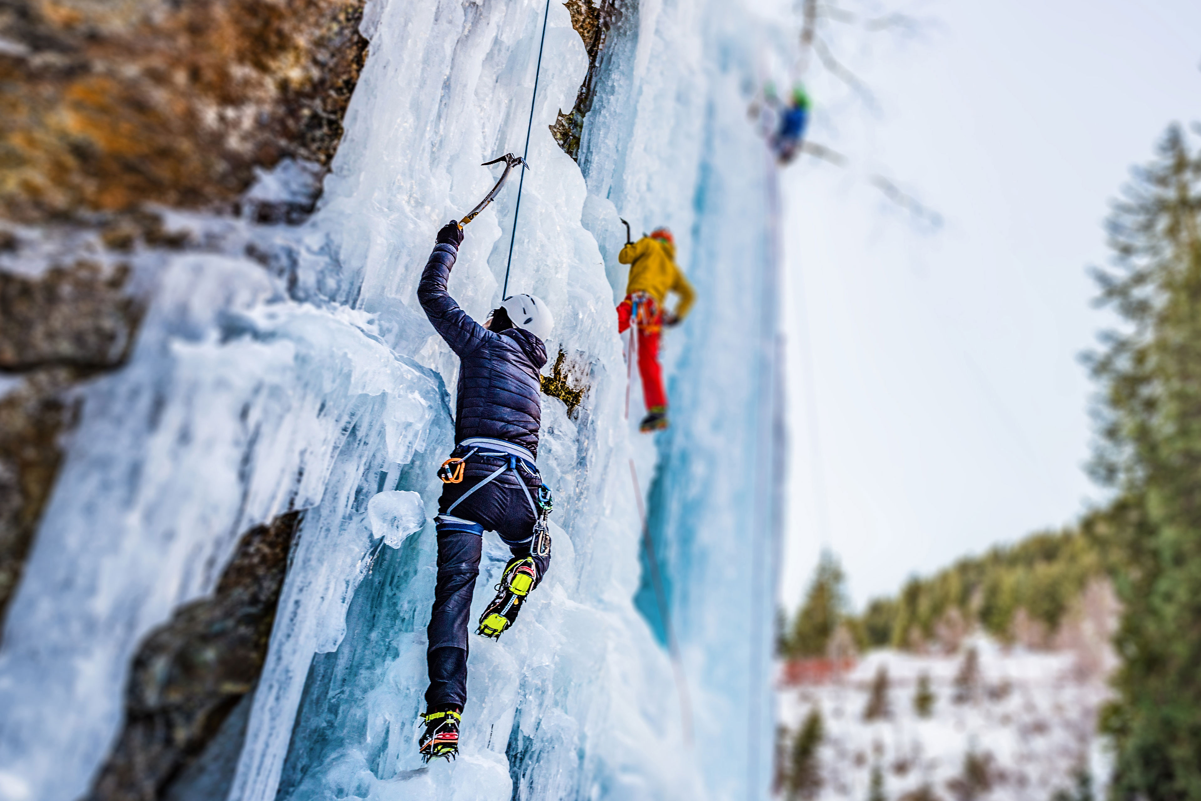 Ice climbers with an axe